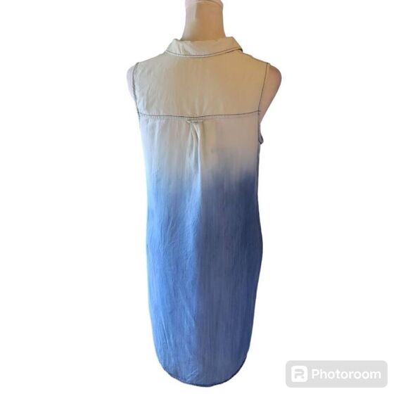 Given Kale Women's Lyocell Shirt Dress Blue Sleeveless Summer Fall Raw Size Smal - Picture 3 of 7